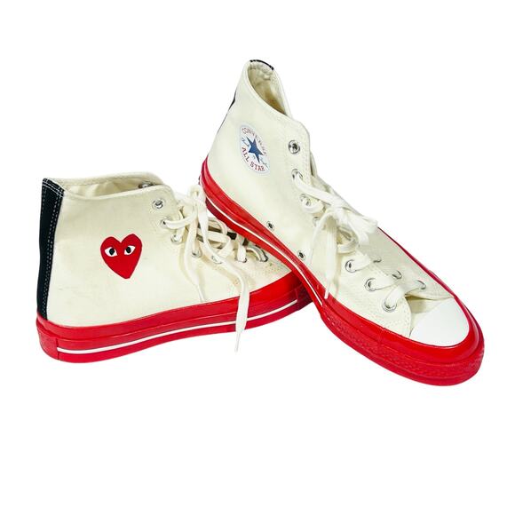 Converse Other - Converse Comme Garcons Men 9 Women 11 Chuck Taylor 70 PLAY White Red Midsole New